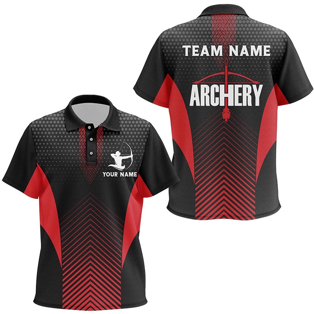 Red Black Bows Archery Polo Shirts, Archery Team Shirts Custom Archery Polo, Custom Archery Team Polo Shirt