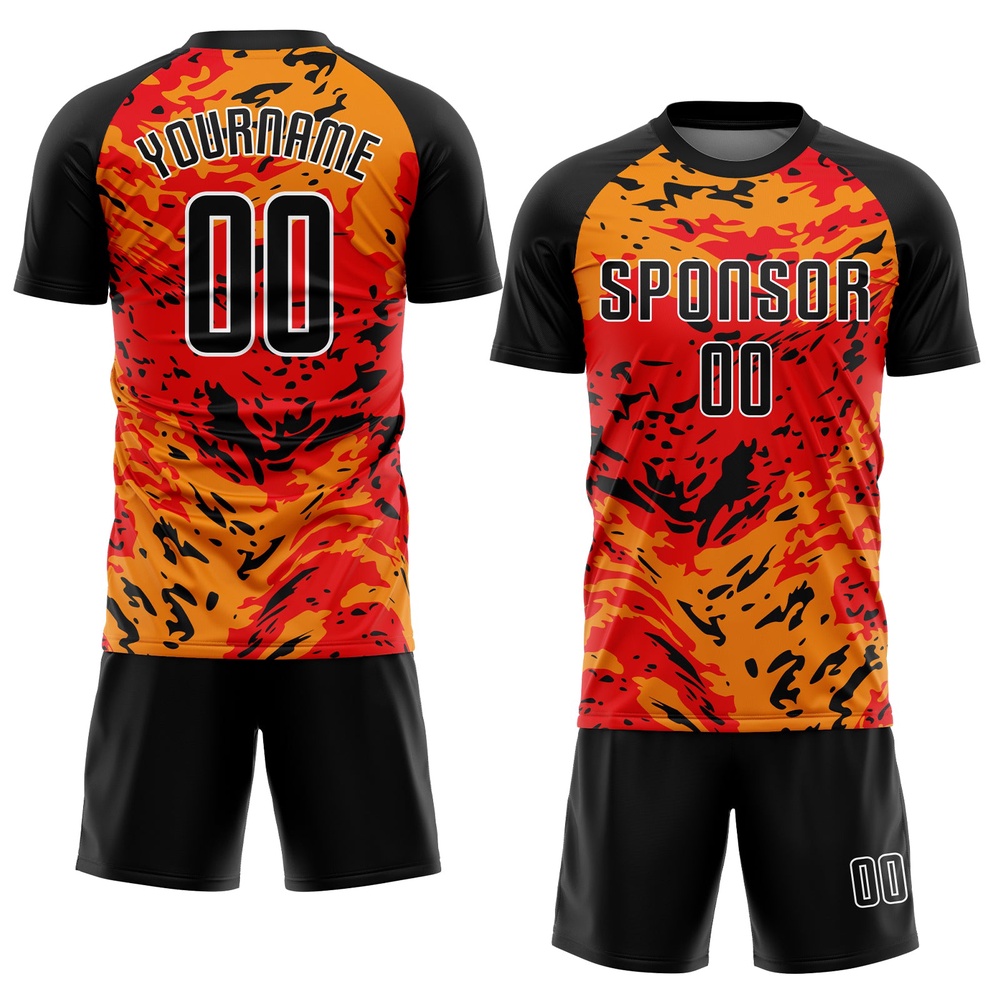 Red Black Gold Sublimation Soccer Uniform Jersey, Custom Team Soccer Jersey Shirt Red Black Gold Sublimation Soccer Uniform Jersey, Custom Team Soccer Jersey Shirt