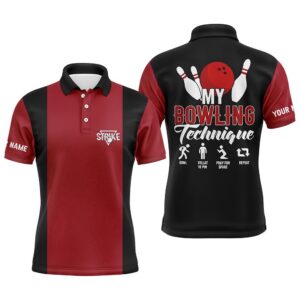 Red Black Vintage Mens Polo Bowling Shirts…