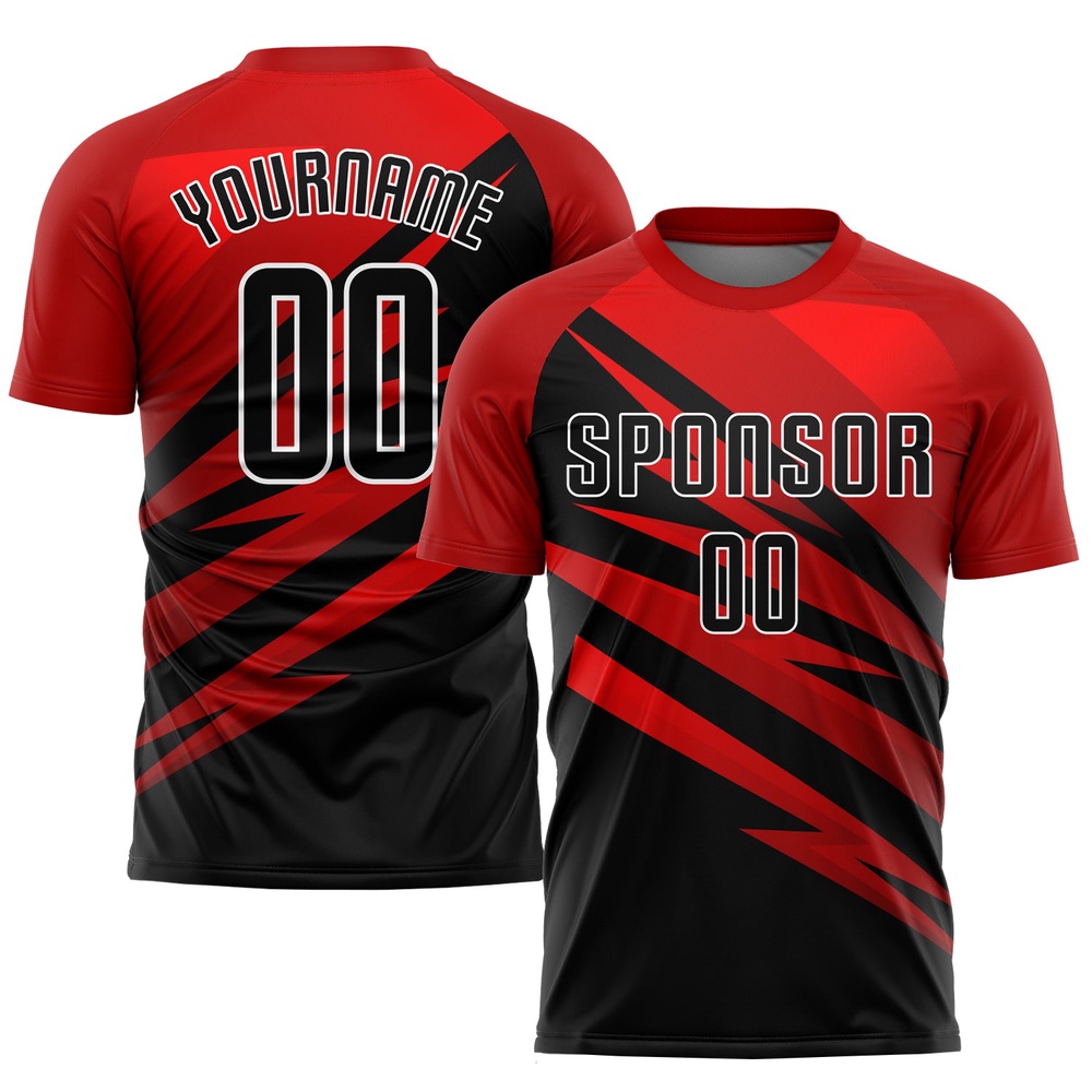 Red Black White Sublimation Soccer Uniform Jersey, Custom Team Soccer Jersey Shirt Red Black White Sublimation Soccer Uniform Jersey, Custom Team Soccer Jersey Shirt