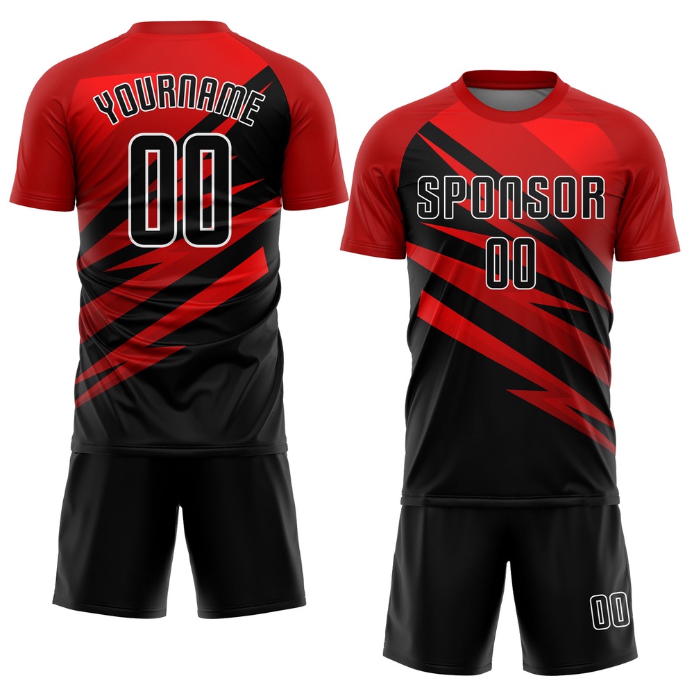 Red Black White Sublimation Soccer Uniform Jersey, Custom Team Soccer Jersey Shirt Red Black White Sublimation Soccer Uniform Jersey, Custom Team Soccer Jersey Shirt