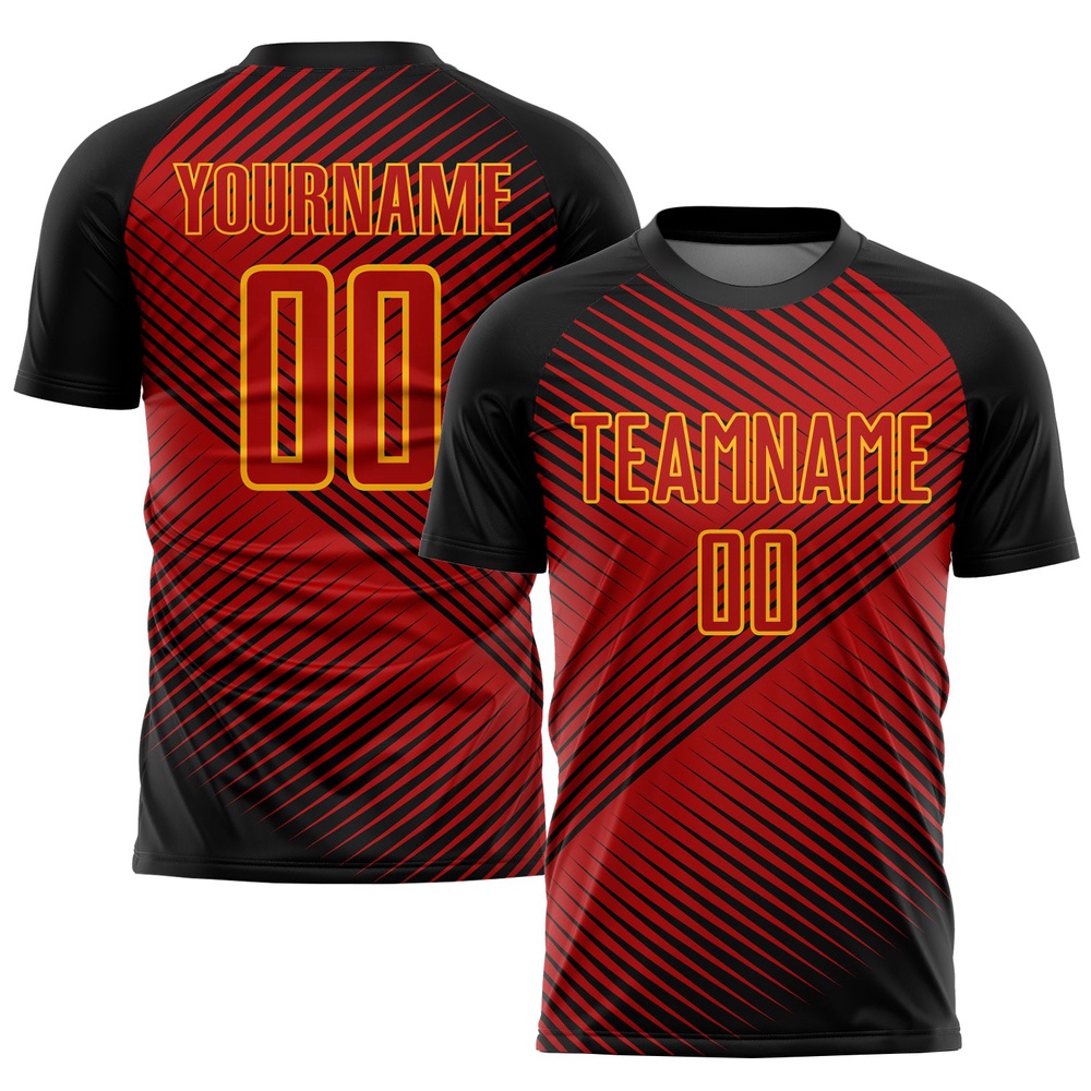 Red Black Yellow Sublimation Soccer Uniform Jersey, Custom Team Soccer Jersey Shirt