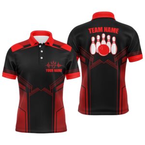 Red Bowling Polo Shirt For Men Custom…
