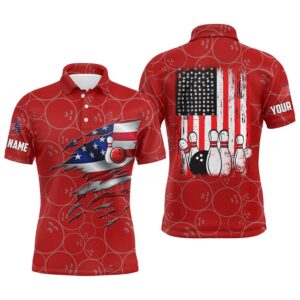Red Bowling Polo Shirts For Men Custom…