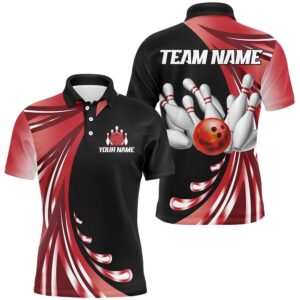 Red Bowling Team Polo Shirt For Men…