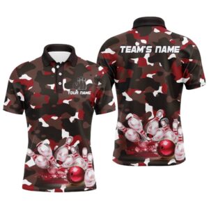 Red Camo Bowling Shirts For Men Custom…
