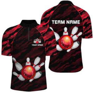 Red Camo Bowling Shirts Unisex Bowling Team…