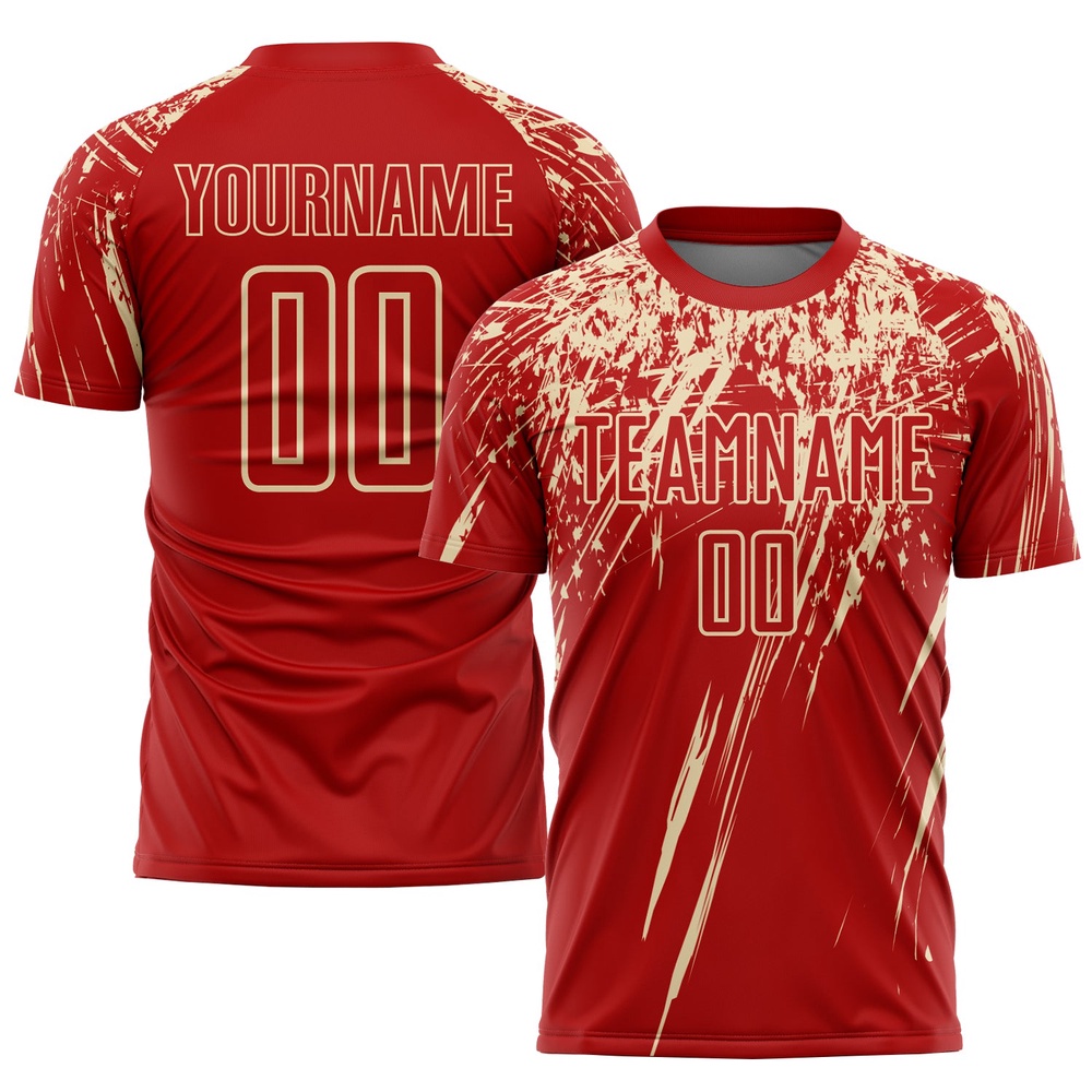Red City Cream Sublimation Soccer Uniform Jersey, Custom Team Soccer Jersey Shirt