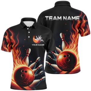 Red Flame Bowling Polo Shirts For Men…