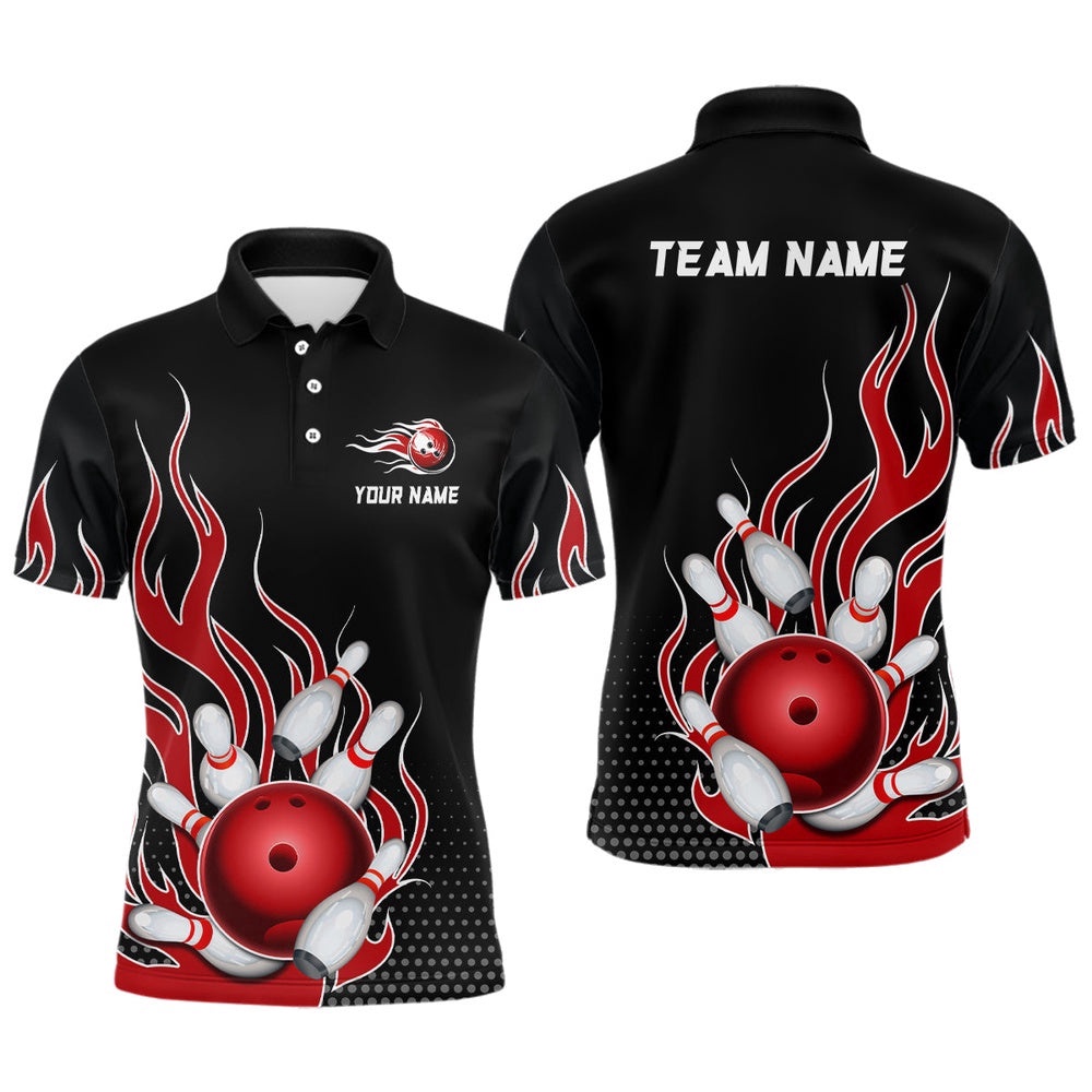 Red Flame Bowling Polo Shirts For Men And Women Custom Bowling Team Polo Shirt Unisex, Personalized Bowling Team Shirt Red Flame Bowling Polo Shirts For Men And Women Custom Bowling Team Polo Shirt Unisex, Personalized Bowling Team Shirt