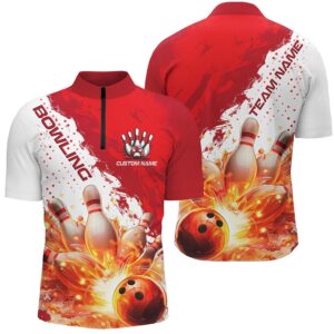 Red Flame Strike Bowling Team Shirts For…