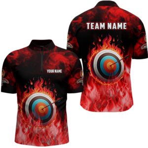 Red Flaming Target Archery Jersey Shirts For…