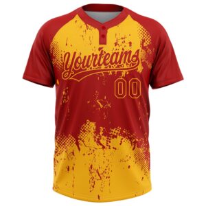 Red Gold 3D Pattern Abstract Splatter Grunge Art Two Button Unisex Softball Jersey Custom Team Softball Jersey 2 fwp5ld.jpg
