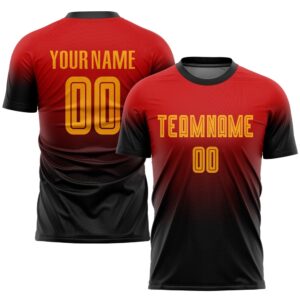 Red Gold Black Sublimation Fade Fashion Soccer…