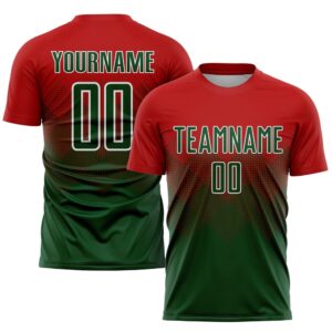 Red Green White Sublimation Soccer Uniform Jersey,…