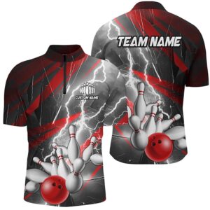 Red Lightning Thunder Bowling Team Jersey,Team Bowling…