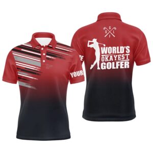 Red Men’s Golf Polo Shirt Custom Name…