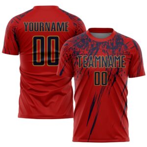 Red Navy Old Gold Sublimation Soccer Uniform…