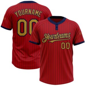 Red Navy Pinstripe Old Gold Two Button…