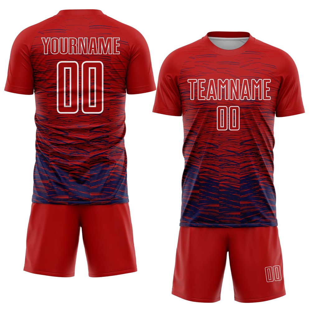 Red Navy White Line Sublimation Soccer Uniform Jersey, Custom Team Soccer Jersey Shirt Red Navy White Line Sublimation Soccer Uniform Jersey, Custom Team Soccer Jersey Shirt