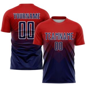 Red Navy White Sublimation Soccer Uniform Jersey,…