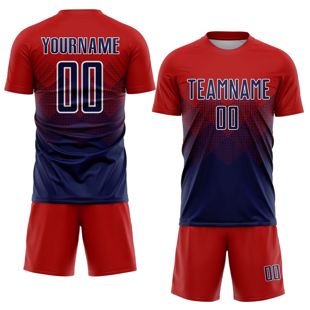 Red Navy White Sublimation Soccer Uniform Jersey, Custom Team Soccer Jersey Shirt Red Navy White Sublimation Soccer Uniform Jersey, Custom Team Soccer Jersey Shirt