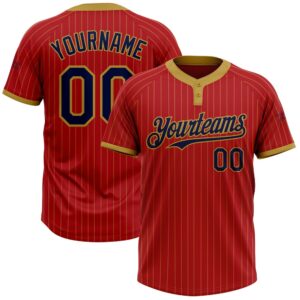 Red Old Gold Pinstripe Navy Two Button…