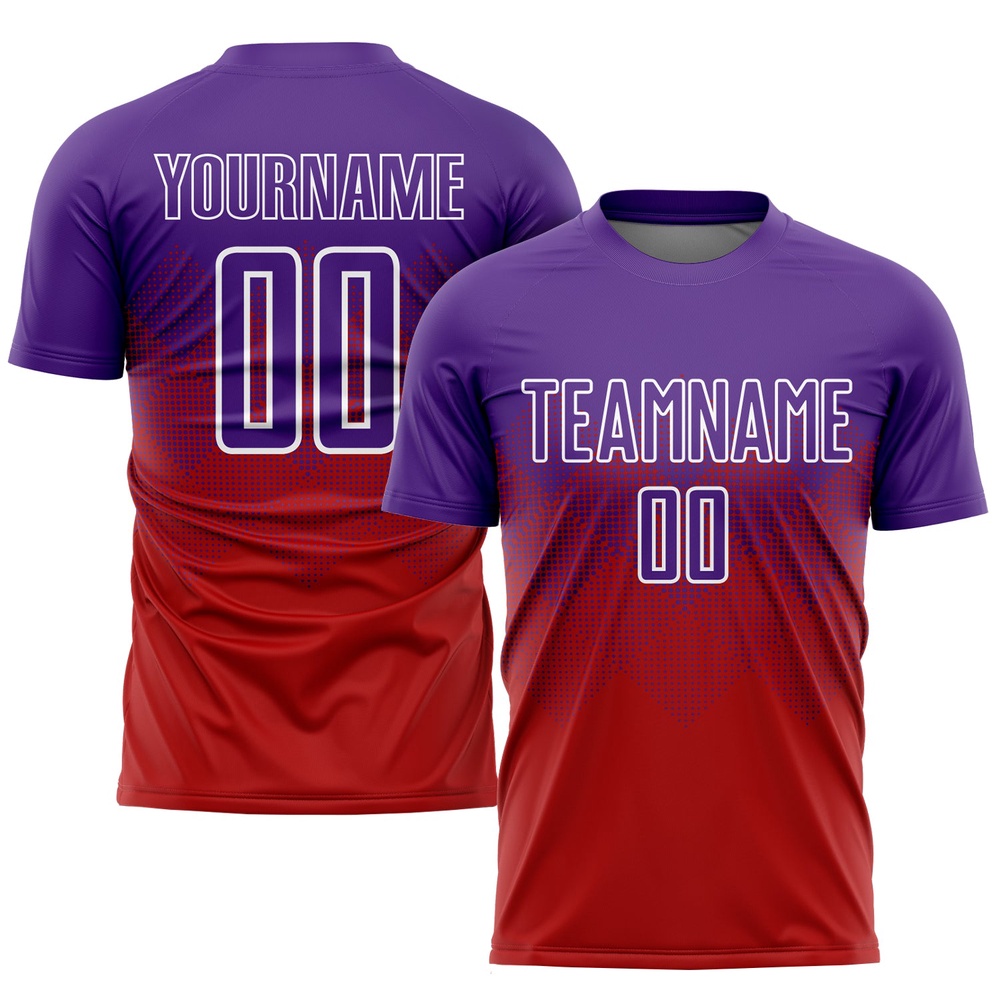 Red Purple White Sublimation Soccer Uniform Jersey, Custom Team Soccer Jersey Shirt Red Purple White Sublimation Soccer Uniform Jersey, Custom Team Soccer Jersey Shirt