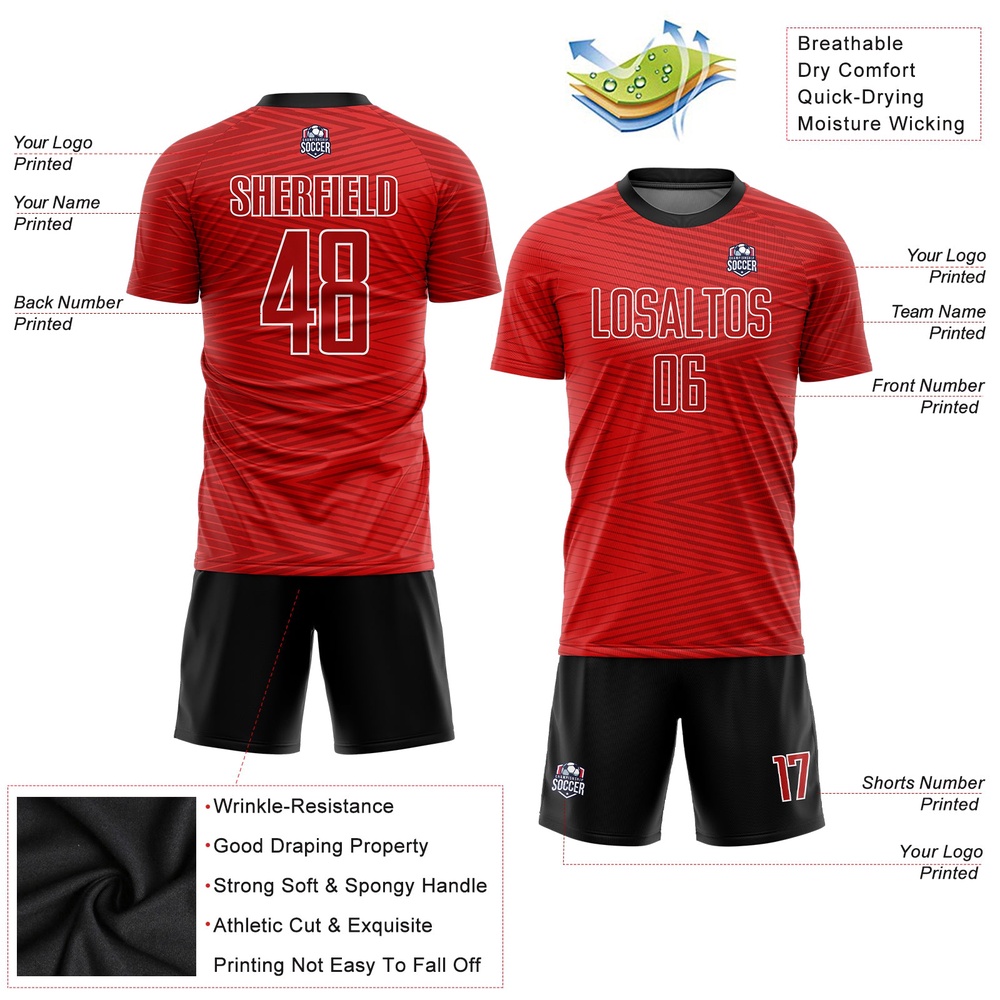 Red Red Black Sublimation Soccer Uniform Jersey, Custom Team Soccer Jersey Shirt Red Red Black Sublimation Soccer Uniform Jersey, Custom Team Soccer Jersey Shirt