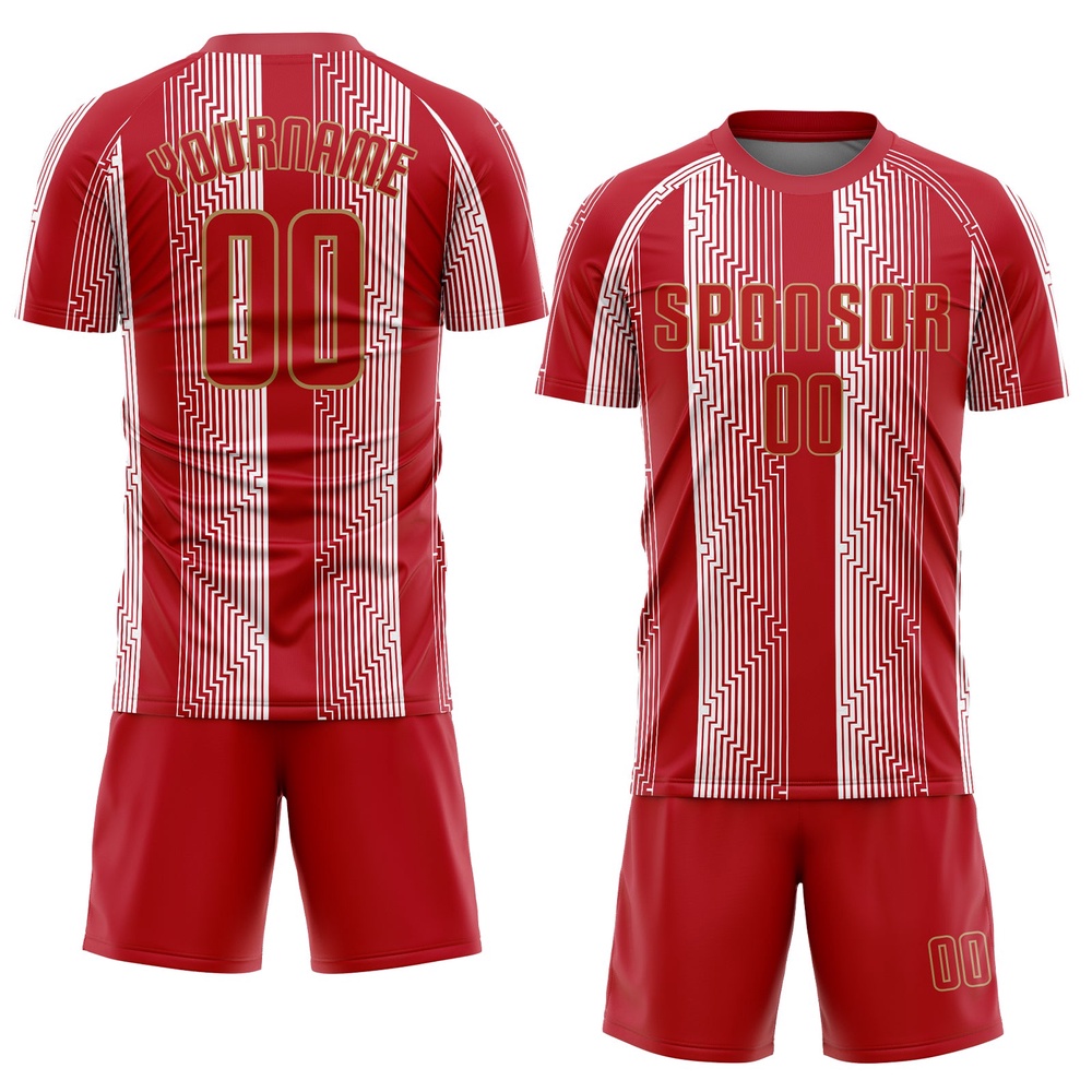 Red Red Old Gold Sublimation Soccer Uniform Jersey, Custom Team Soccer Jersey Shirt Red Red Old Gold Sublimation Soccer Uniform Jersey, Custom Team Soccer Jersey Shirt