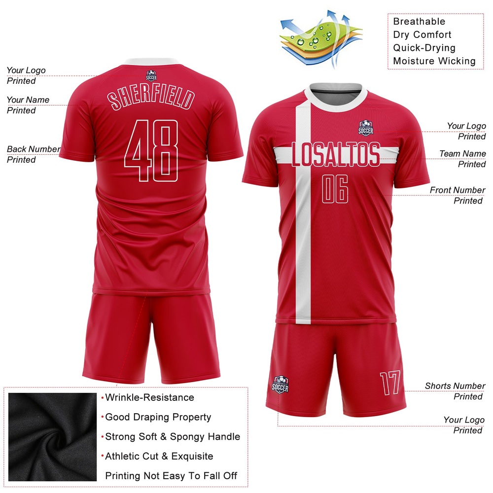 Red Red White Sublimation Danish Flag Soccer Uniform Jersey, Custom Team Soccer Jersey Shirt Red Red White Sublimation Danish Flag Soccer Uniform Jersey, Custom Team Soccer Jersey Shirt