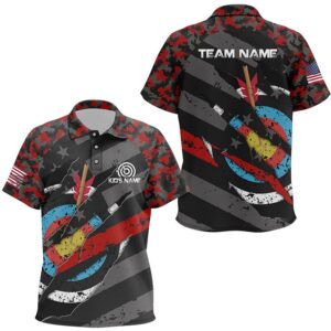 Red Retro Camo Target Archery Polo Shirts,…
