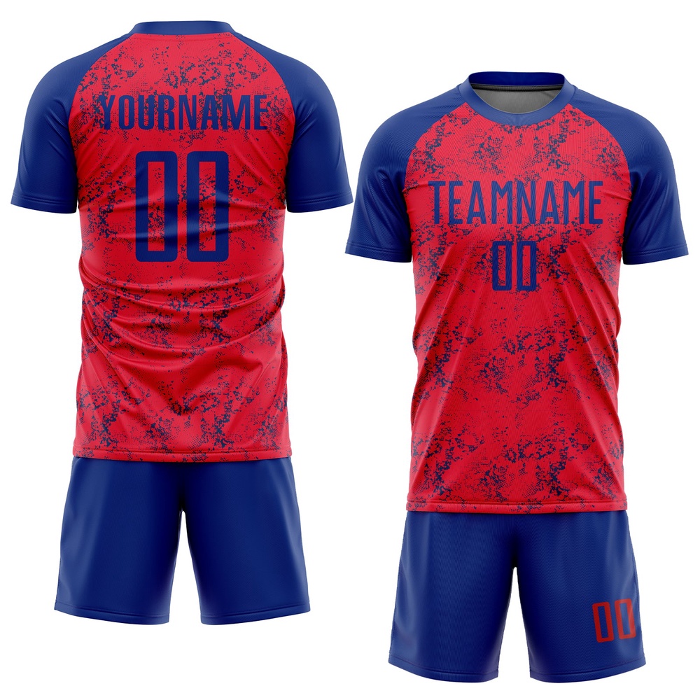 Red Royal Sublimation Soccer Uniform Jersey, Custom Team Soccer Jersey Shirt Red Royal Sublimation Soccer Uniform Jersey, Custom Team Soccer Jersey Shirt