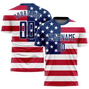 Red Royal White Sublimation American Flag Soccer…