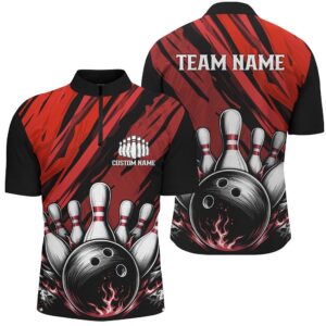 Red Strike Bowling Team Jersey For Men…