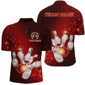 Red Thunder Lightning Bowling Shirts For Men,…