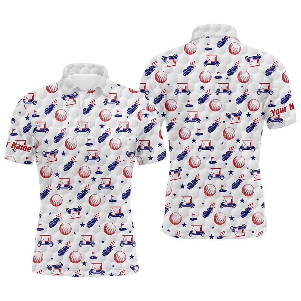 Red, White, And Blue Men Golf Polo Shirts Custom American Flag Patriotic Golf Clubs Pattern Golf Shirt, Golf Polo Shirt, Golf Shirts Red, White, And Blue Men Golf Polo Shirts Custom American Flag Patriotic Golf Clubs Pattern Golf Shirt, Golf Polo Shirt, Golf Shirts
