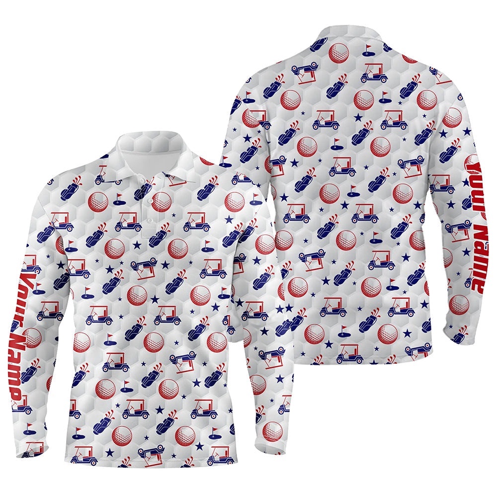 Red, White, And Blue Men Golf Polo Shirts Custom American Flag Patriotic Golf Clubs Pattern Golf Shirt, Golf Polo Shirt, Golf Shirts Red, White, And Blue Men Golf Polo Shirts Custom American Flag Patriotic Golf Clubs Pattern Golf Shirt, Golf Polo Shirt, Golf Shirts