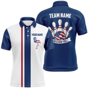 Red White And Blue Retro Bowling Polo…