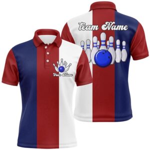 Red White And Blue Retro Bowling Polo…