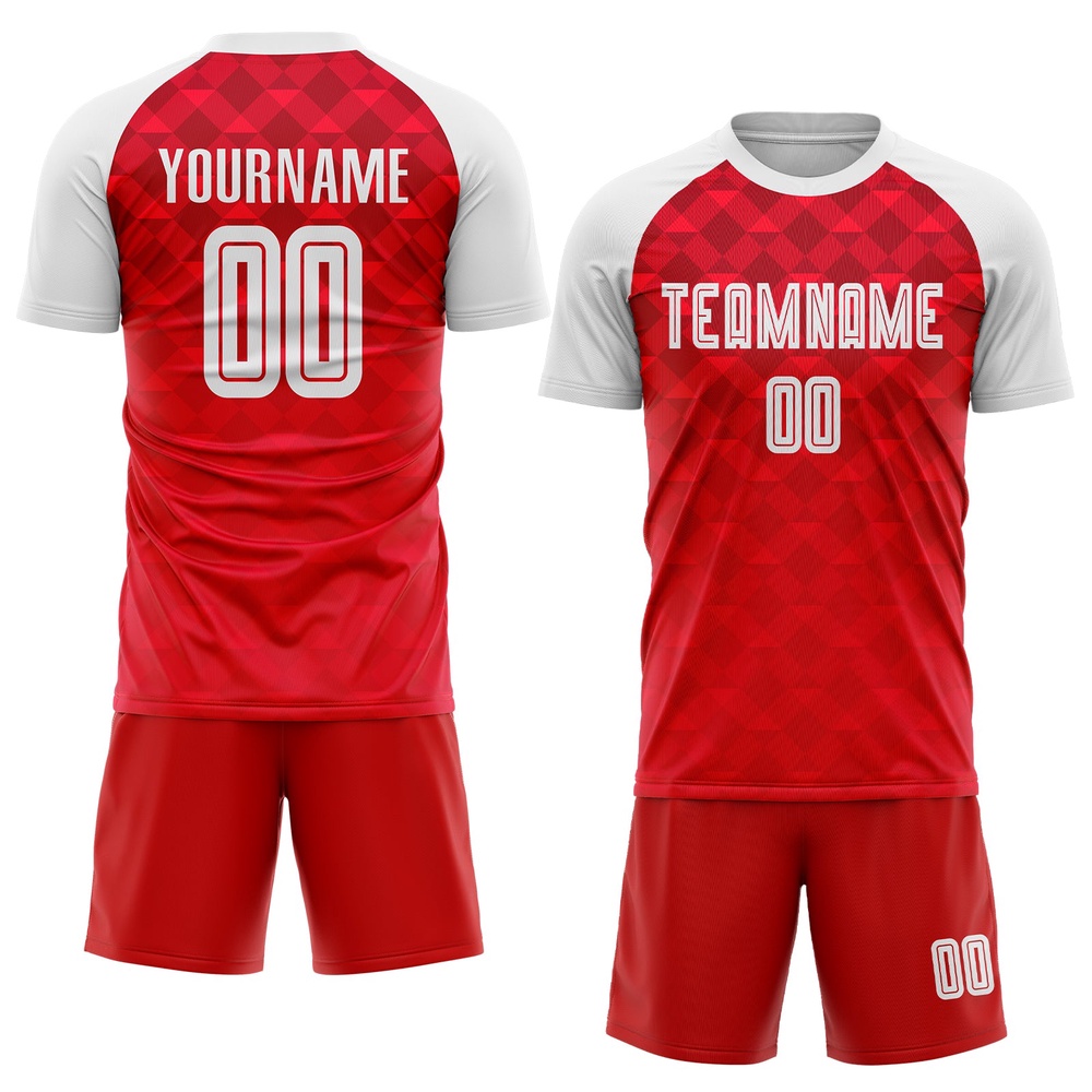 Red White Away Sublimation Soccer Uniform Jersey, Custom Team Soccer Jersey Shirt Red White Away Sublimation Soccer Uniform Jersey, Custom Team Soccer Jersey Shirt