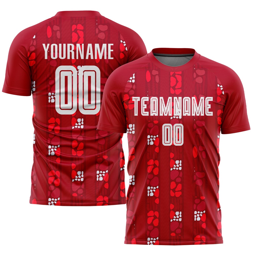 Red White Home Sublimation Soccer Uniform Jersey, Custom Team Soccer Jersey Shirt
