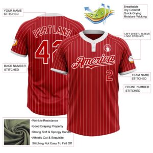 Red White Pinstripe White Two Button Unisex Softball Jersey Custom Team Softball Jersey 3 ijypee.jpg
