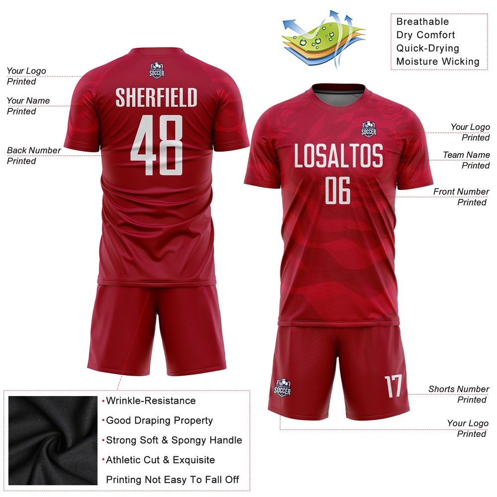 Red White Sublimation Soccer Uniform Jersey, Custom Team Soccer Jersey Shirt
