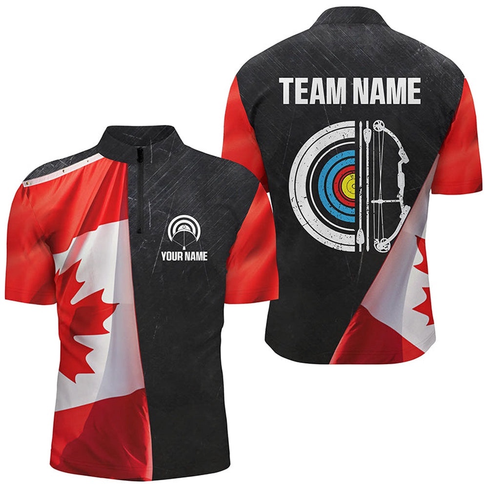 Retro Canada Flag Archery Shirts For Men Custom Patriotic Archery Jersey For Archer, Custom Archery Team Shirt