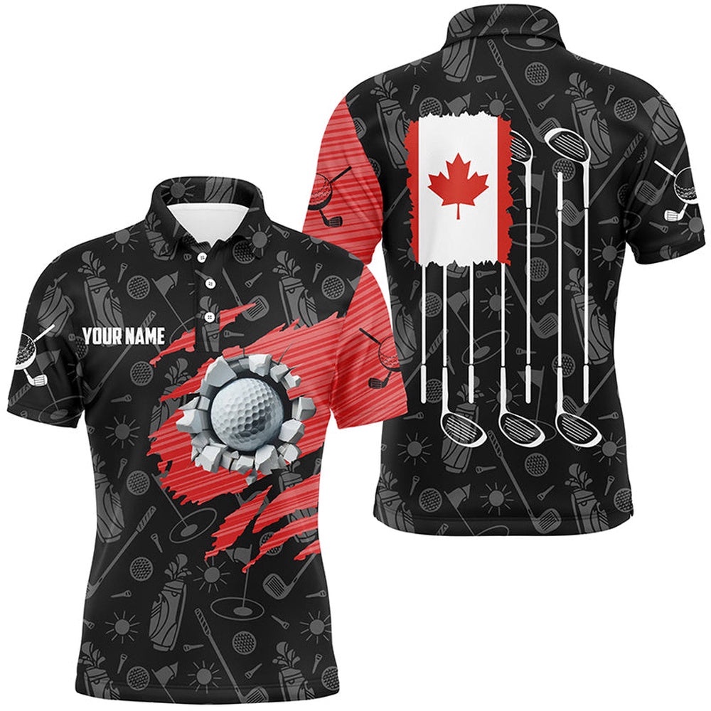 Retro Canada Flag Crack Golf Balls Custom Men Patriotic Golf Shirts For Men, Golf Polo Shirt, Golf Shirts Retro Canada Flag Crack Golf Balls Custom Men Patriotic Golf Shirts For Men, Golf Polo Shirt, Golf Shirts
