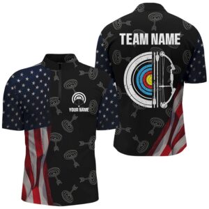 Retro US Flag Archery Shirts For Men…