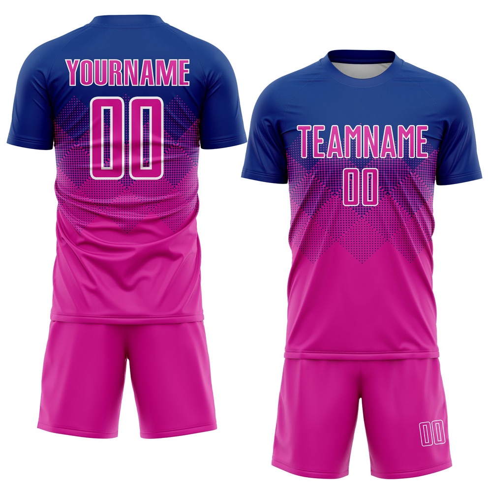 Royal Deep Pink White Sublimation Soccer Uniform Jersey, Custom Team Soccer Jersey Shirt Royal Deep Pink White Sublimation Soccer Uniform Jersey, Custom Team Soccer Jersey Shirt