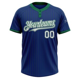 Royal Kelly Green Pinstripe White Gray Two Button Unisex Softball Jersey Custom Team Softball Jersey 2 rcjscy.jpg