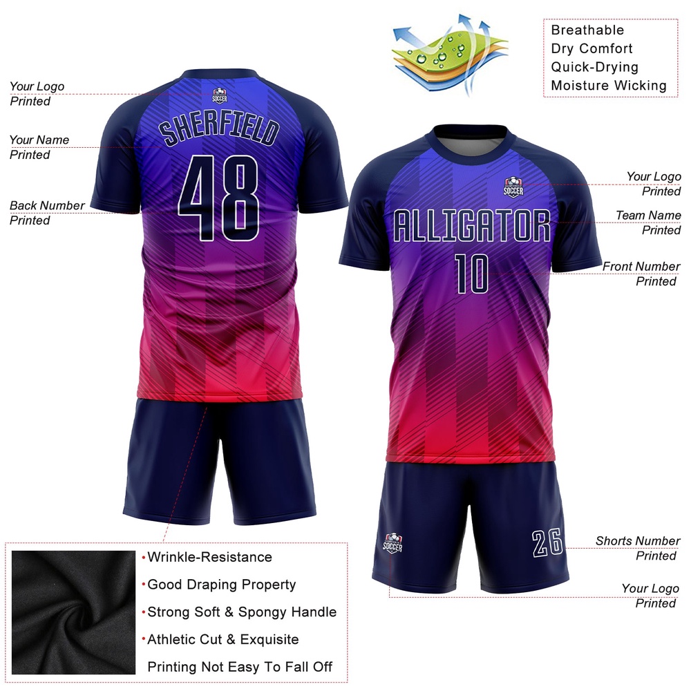 Royal Navy Hot Pink Sublimation Soccer Uniform Jersey, Custom Team Soccer Jersey Shirt Royal Navy Hot Pink Sublimation Soccer Uniform Jersey, Custom Team Soccer Jersey Shirt